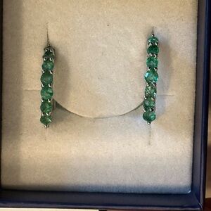 Emerald sterling silver earrings